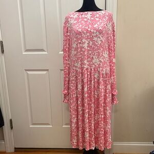Draper James Pink and White Floral Long Sleeve Dress